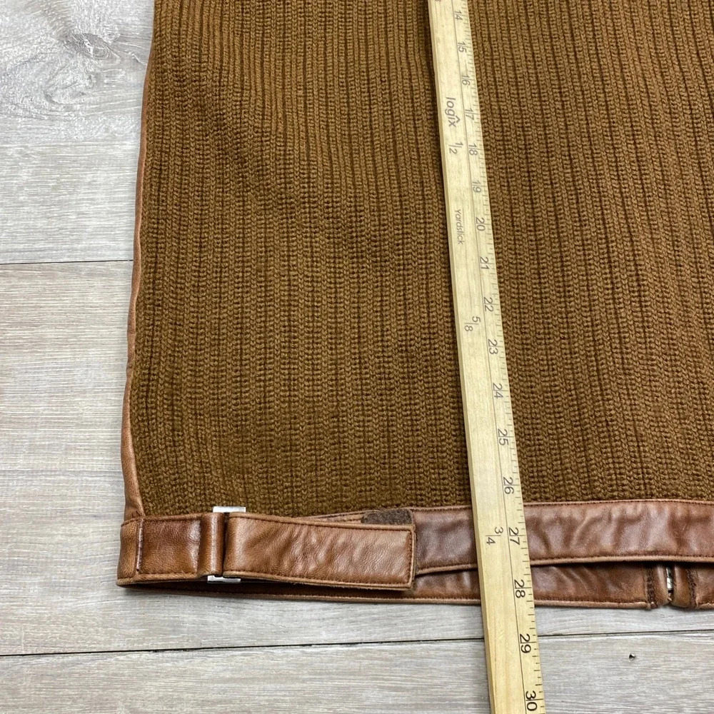 Daniel Cremieux Jacket Mens Large Brown Lambskin Leather Wool Knit Hybrid Bomber